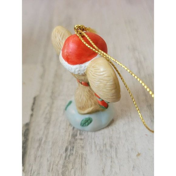 Ceramic Santa hat Mouse mice candy cane mistletoe ornament Xmas decor - Picture 4 of 5